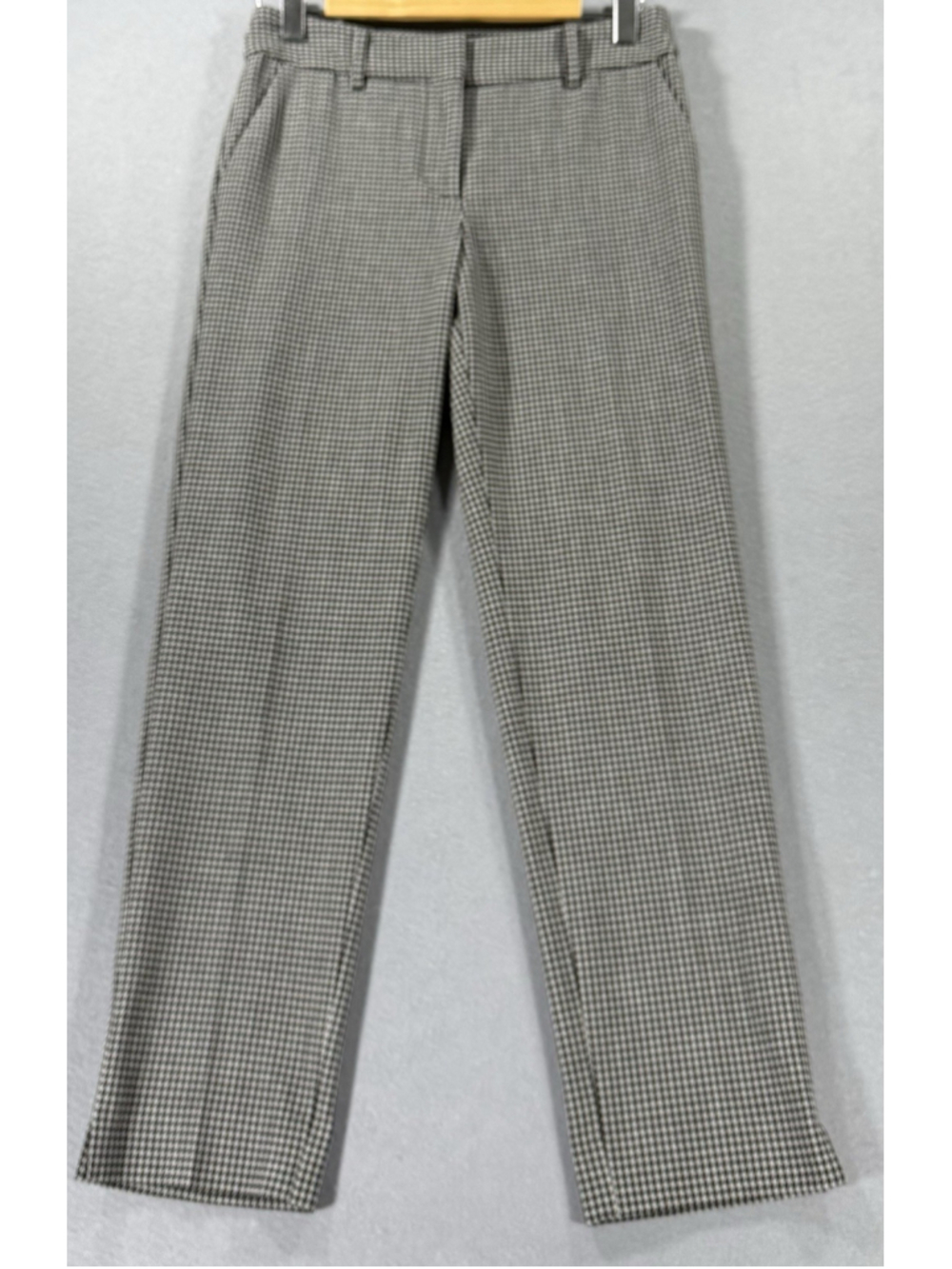 Talbots Hampshire Ankle Pants 2 Gray Black Houndstooth Plaid Dress Trousers Work